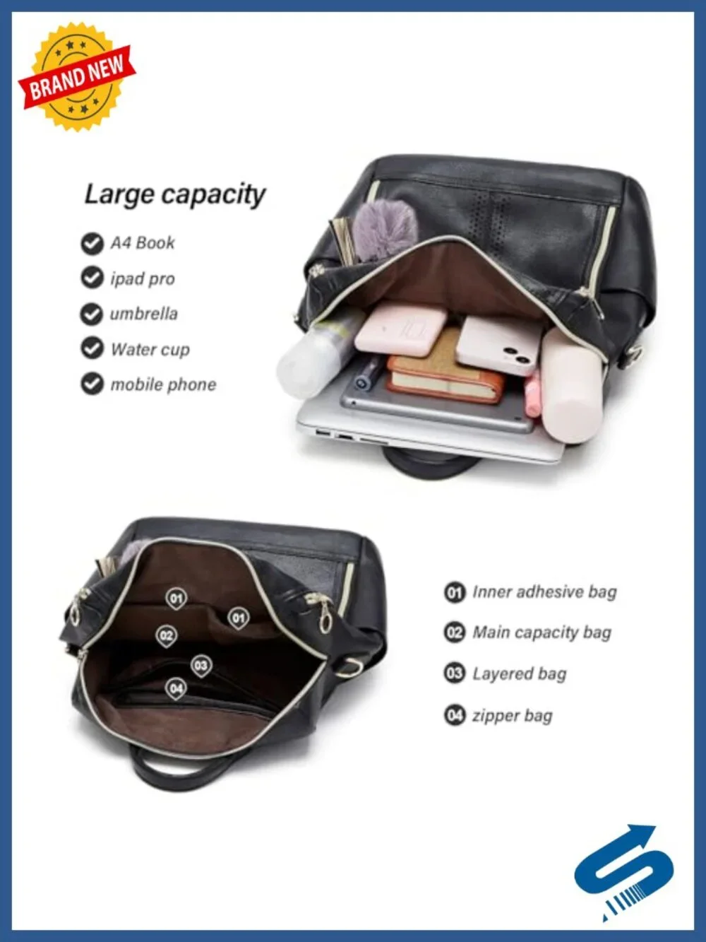 PU Leather Convertible Backpack Purse Travel Satchel Handbag